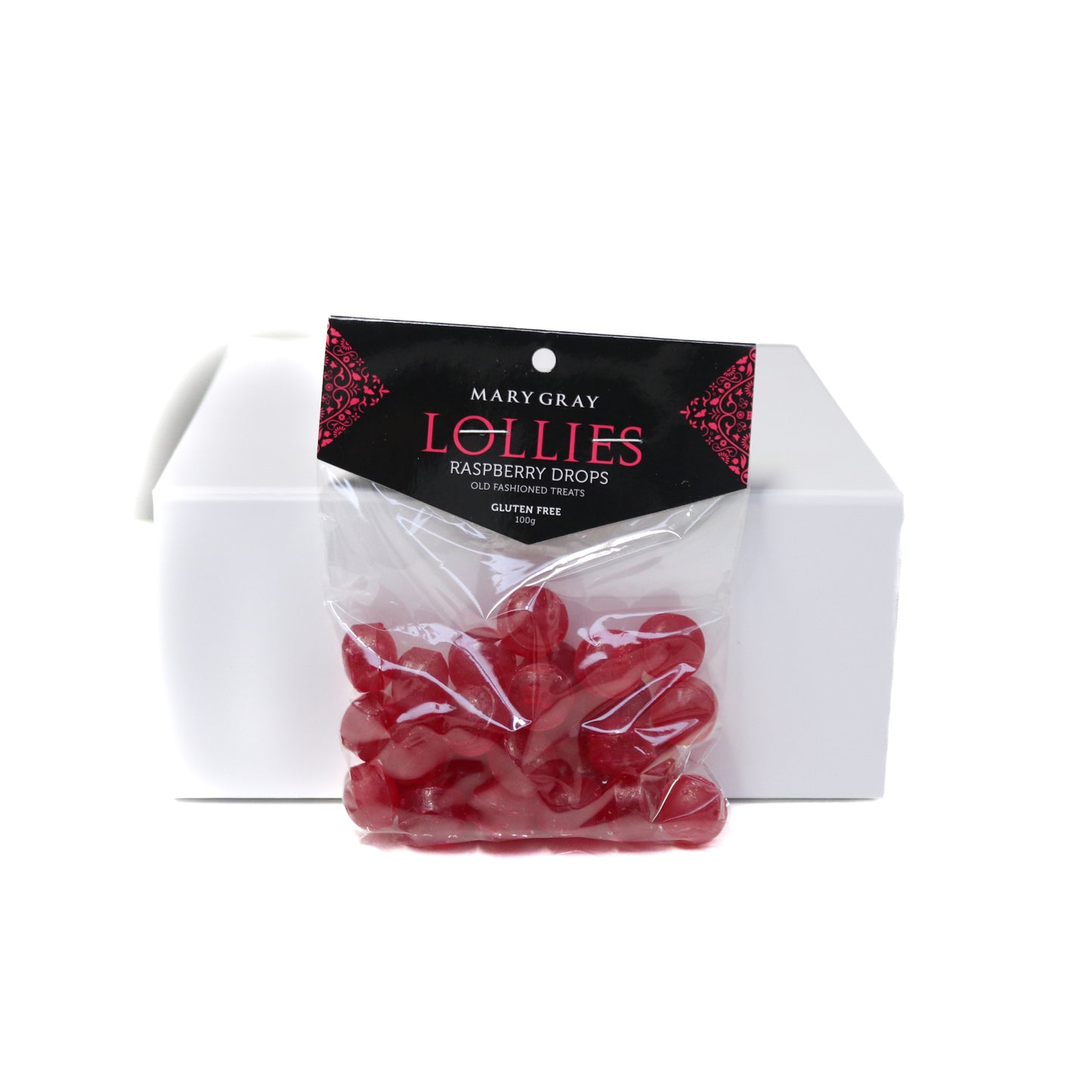 Mary Gray Raspberry Drops Lollies 100g